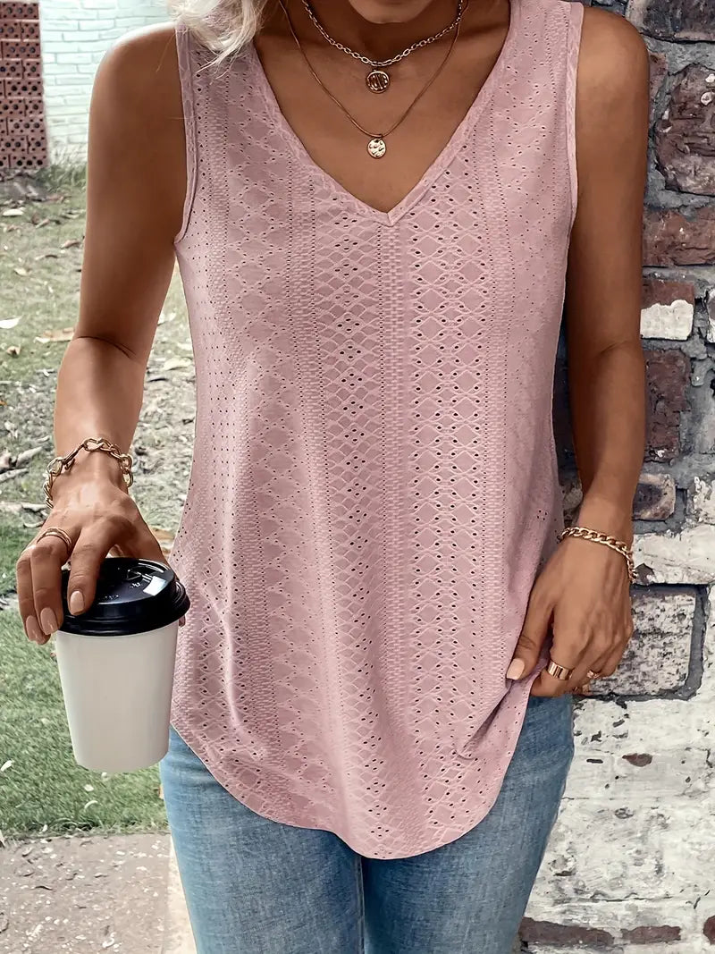 Eyelet Solid Tank Top