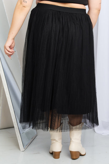 Zenana Full Size Pleated Lined Tulle Skirt