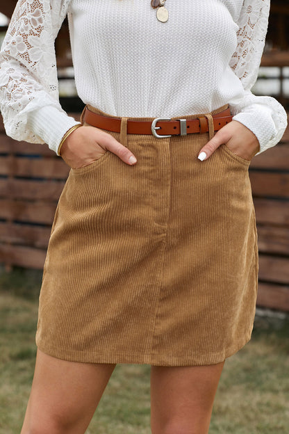 Corduroy Mini Skirt with Pockets