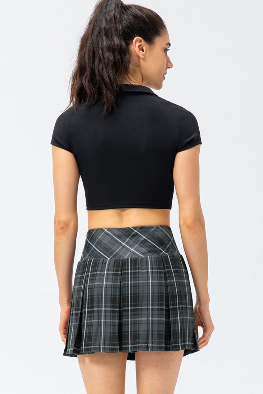 Plaid Pleated Athletic Skort with Pockets