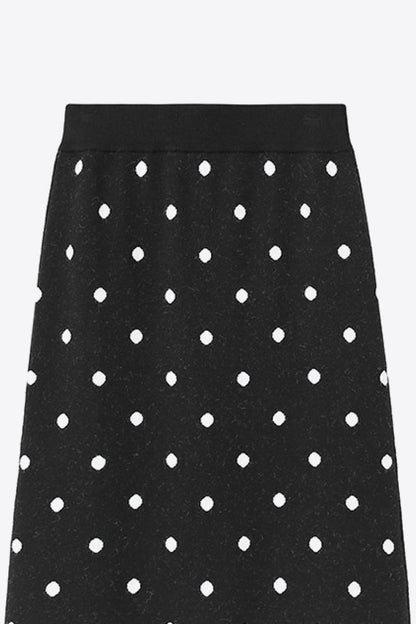 Polka Dot Knit Midi Skirt