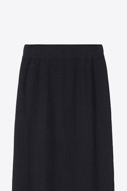 Lace Trim Rib-Knit Skirt