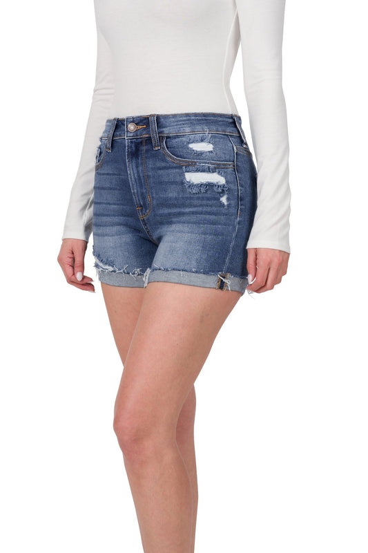 DISTRESSED DENIM SHORTS