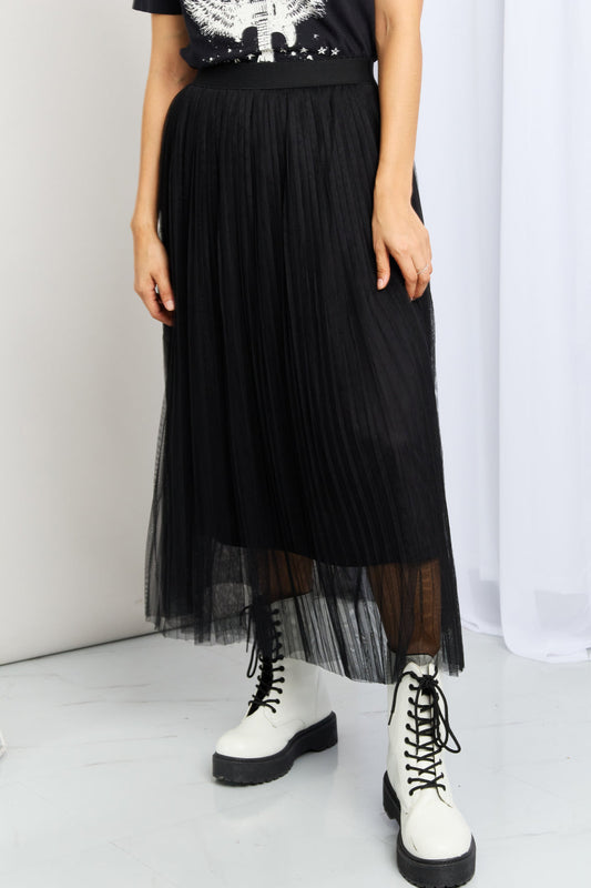 Zenana Full Size Pleated Lined Tulle Skirt