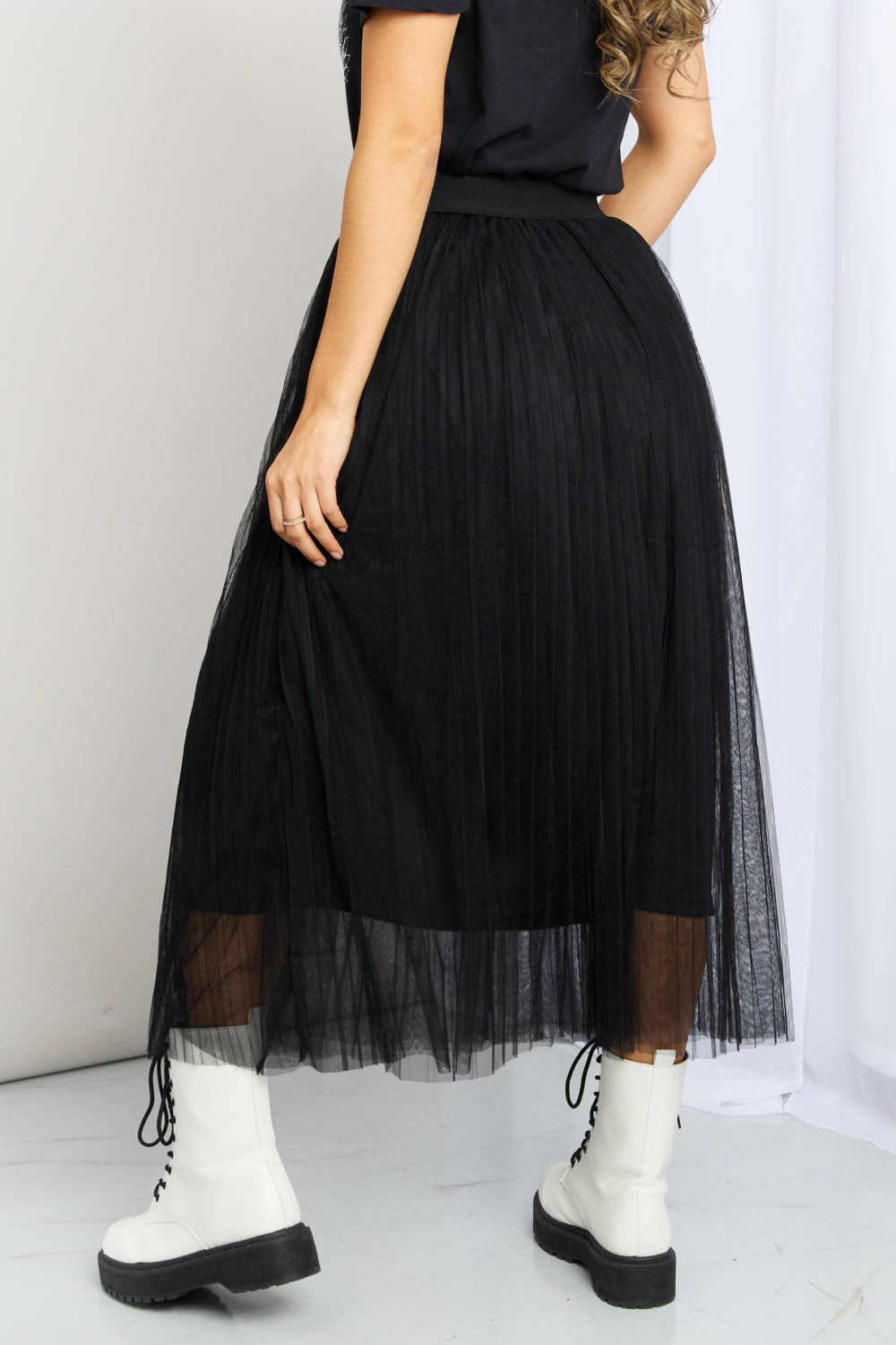 Zenana Full Size Pleated Lined Tulle Skirt