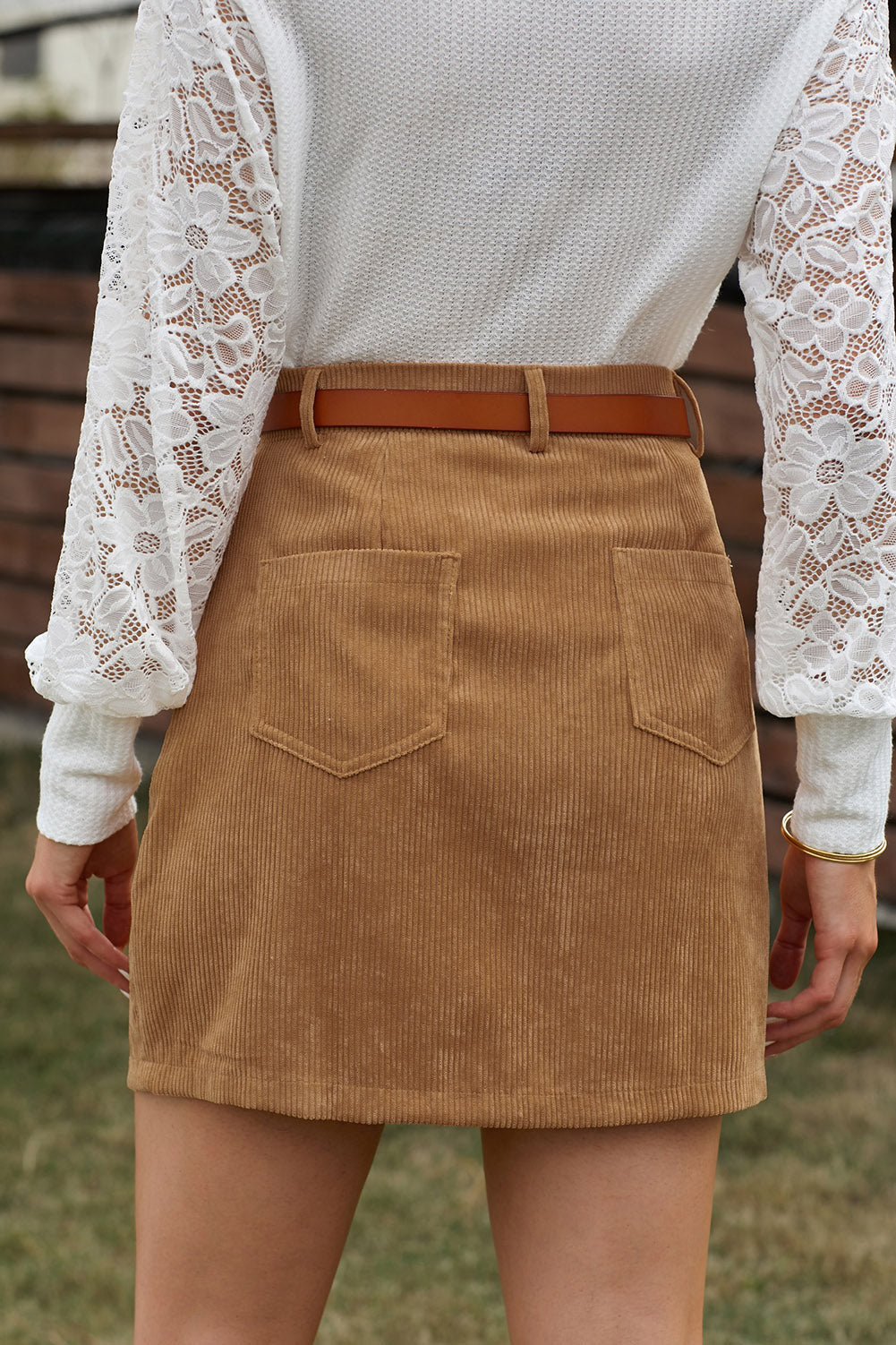 Corduroy Mini Skirt with Pockets